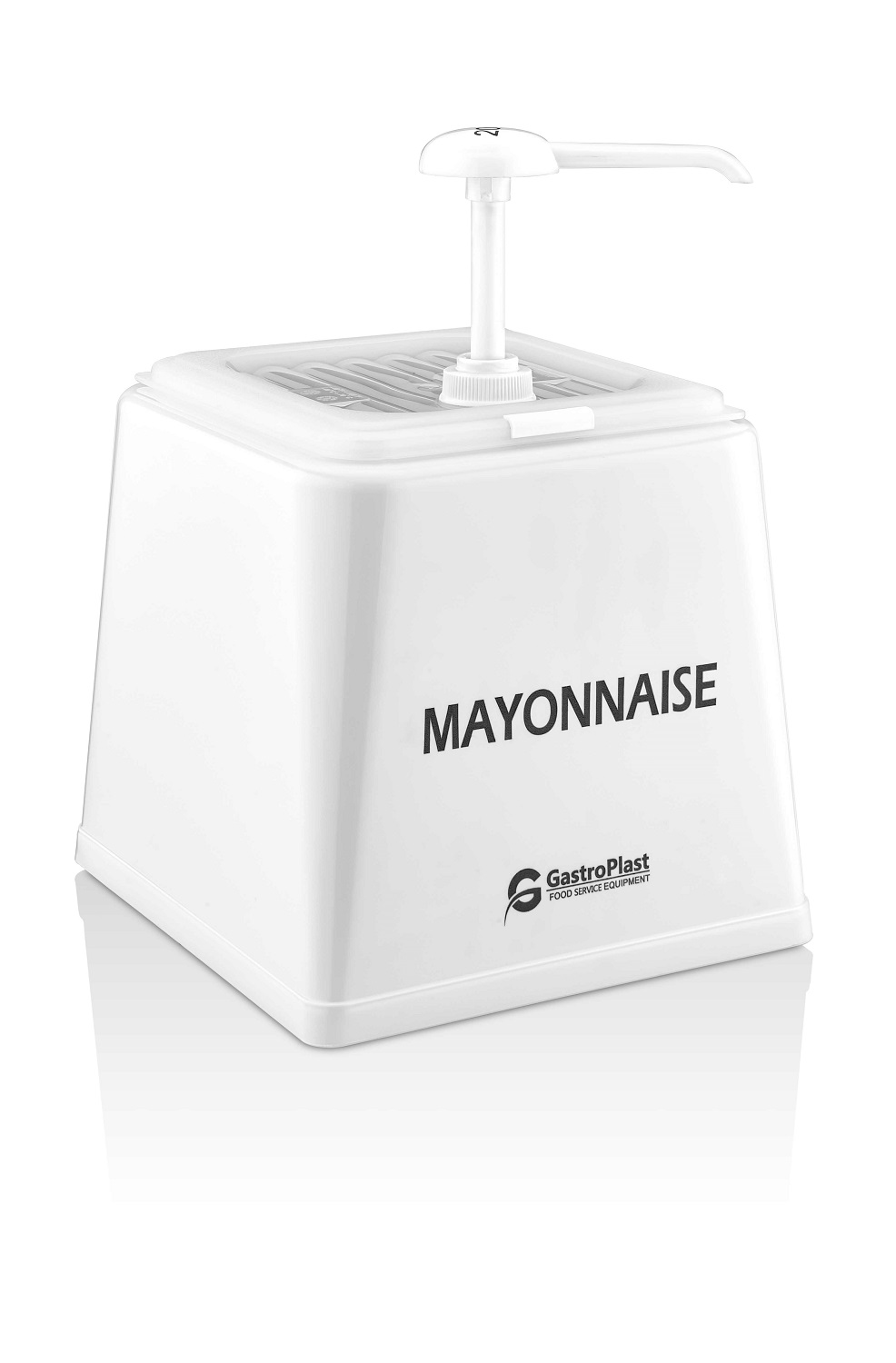 Диспенсер (емкость) для соуса 225*210 мм. h=225 мм. 2,5 л. с дозатором (25 мл), п/п, белый GP /1/