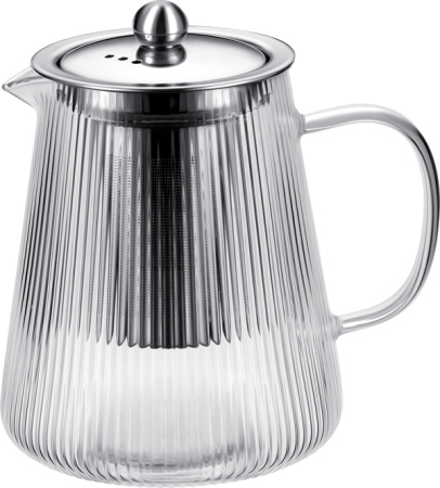 Чайник  900 мл. заварочный с крышкой нерж. с фильтром, Термостекло /1/27/