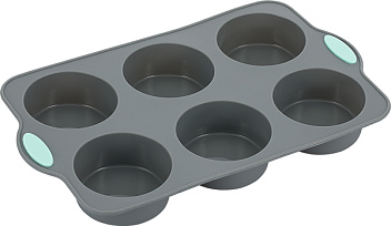 Форма для выпечки кексов 25,5*15,5 см.  6 ячеек. d=65 мм. силикон /1/