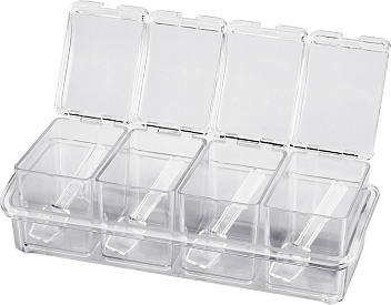 Контейнер для специй и соусов 4 отд. прозрач., пластик /1/50/