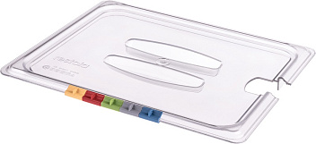 Крышка для гастроем. 1/2 с отверстием для ложки поликарб. прозрачная Рс /1/8/