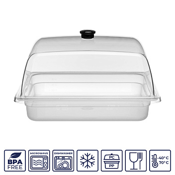 Крышка GN1/2 32,5*26,5 см. h=12,5 см. поликарбонат, прозрачная (поднос 76839, 76847,76855,76752,76753,76754,76755,76756,76757,76758,76759) GP /1/12/