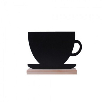 Табличка 239*173*40 мм. меловая Чашка тейбл тент на дерев. подставке /1/ Табличка 239*173*40 мм. меловая Чашка тейбл тент на дерев. подставке /1/